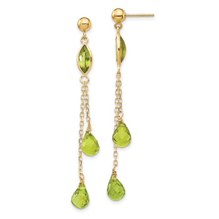 14k Peridot Dangle Earrings-YE901