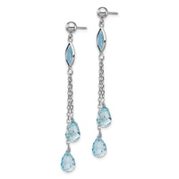 14k White Gold Blue Topaz Dangle Earrings-YE904