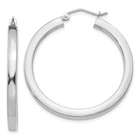 14k White Gold 3mm Polished Square Tube Hoop Earrings-Z1118