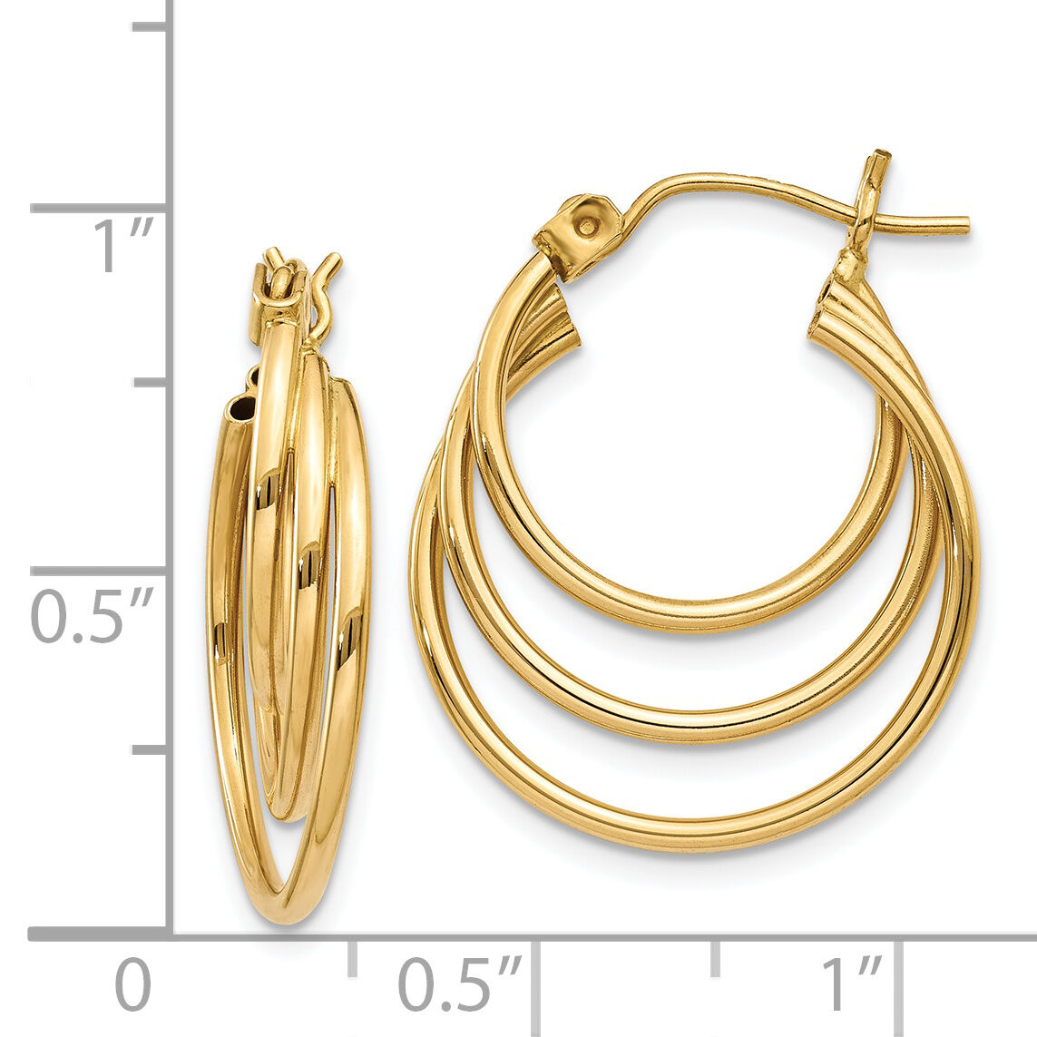 14k Triple Hoop Earrings-Z1150