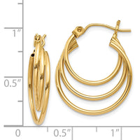 14k Triple Hoop Earrings-Z1150
