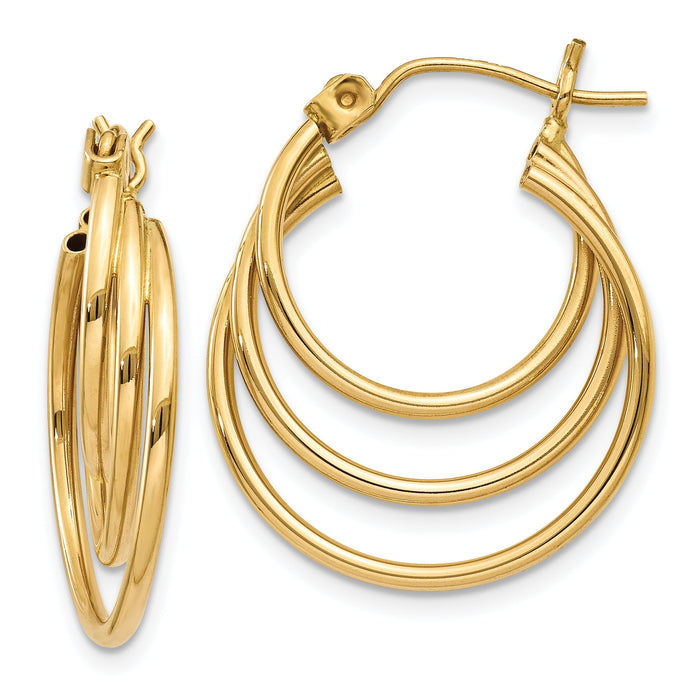 14k Triple Hoop Earrings-Z1150