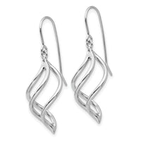 14K White Gold Swirl Dangle Earrings-Z1155