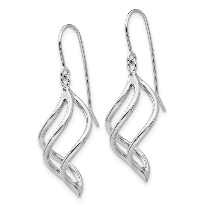 14K White Gold Swirl Dangle Earrings-Z1155