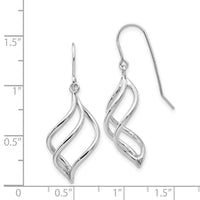 14K White Gold Swirl Dangle Earrings-Z1155