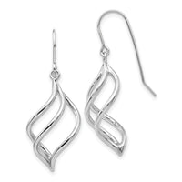 14K White Gold Swirl Dangle Earrings-Z1155