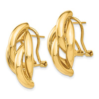 14k Swirl Omega Back Post Earrings-Z1163