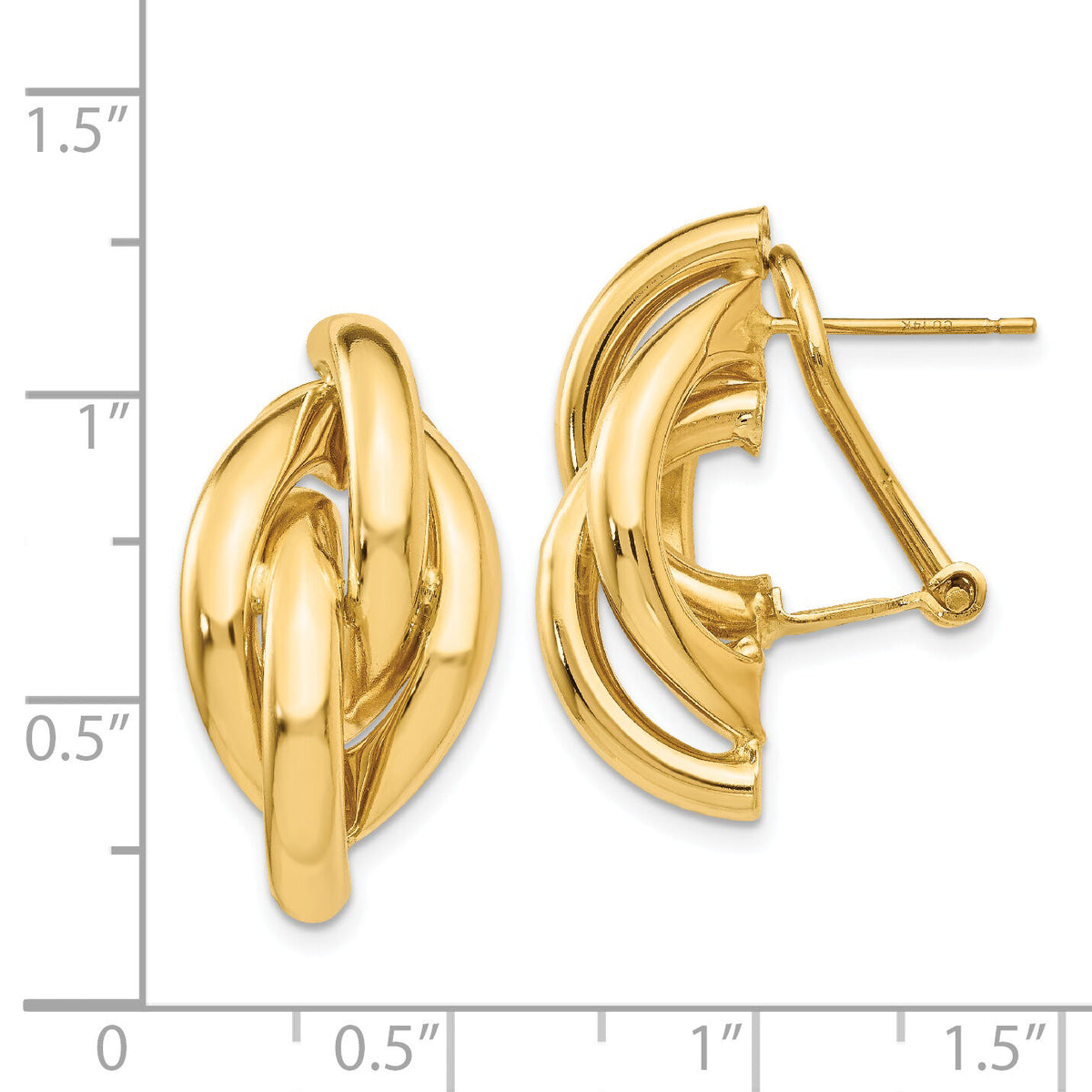 14k Swirl Omega Back Post Earrings-Z1163