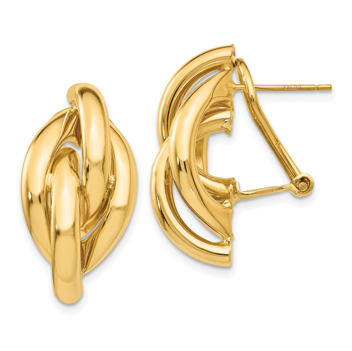 14k Swirl Omega Back Post Earrings-Z1163