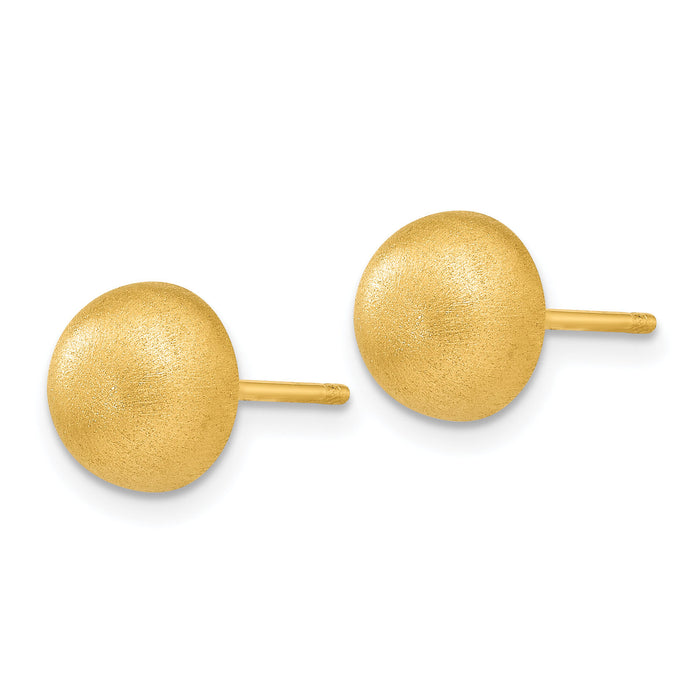 14k Hollow Satin 8.00mm Half Ball Post Earrings-Z1203