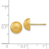 14k Hollow Satin 8.00mm Half Ball Post Earrings-Z1203