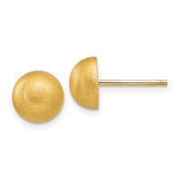 14k Hollow Satin 8.00mm Half Ball Post Earrings-Z1203