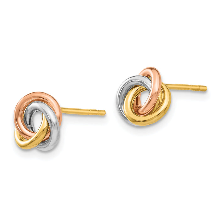 14k Tri-color Twisted Knot Post Earrings-Z1239