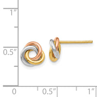 14k Tri-color Twisted Knot Post Earrings-Z1239