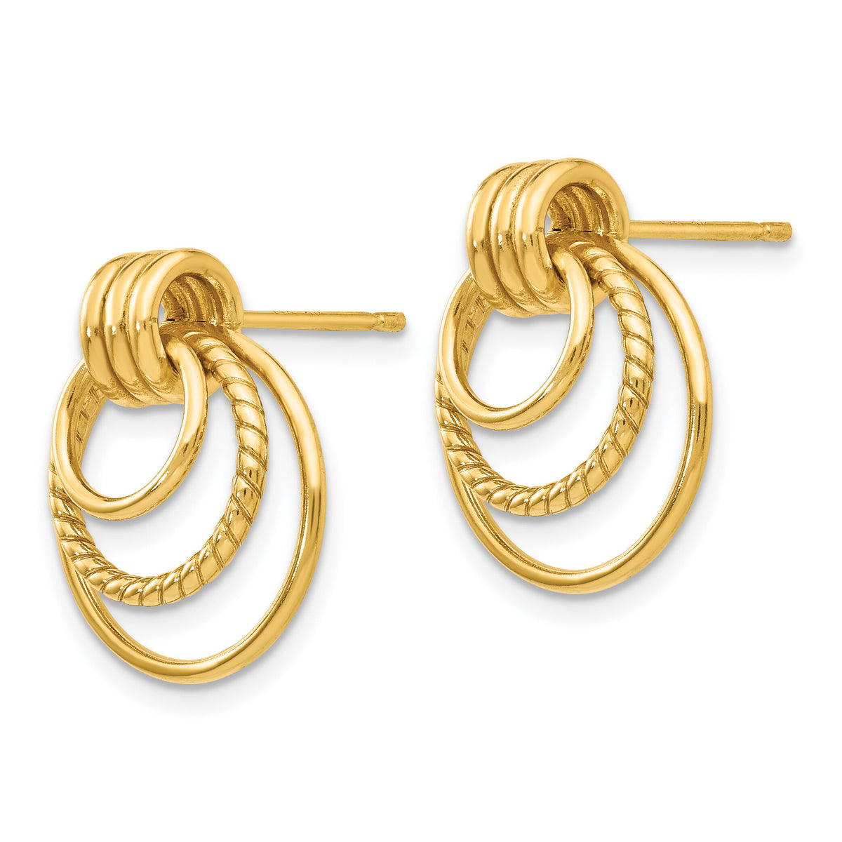 14k Polished and Textured Fancy Post Earrings-Z458