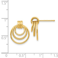 14k Polished and Textured Fancy Post Earrings-Z458