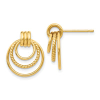 14k Polished and Textured Fancy Post Earrings-Z458