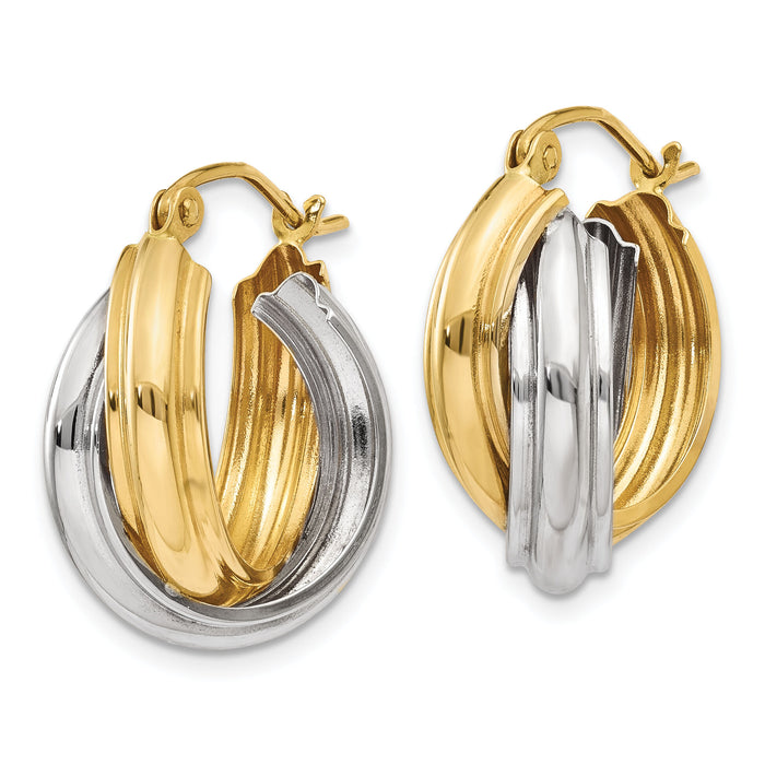 14k Two-tone Polished Double Hoop Earrings-Z759