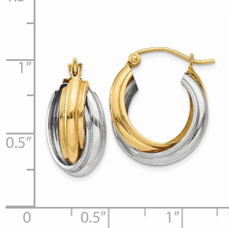 14k Two-tone Polished Double Hoop Earrings-Z759
