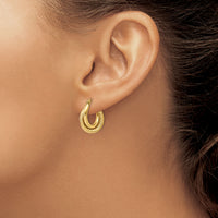 14k Polished Twisted Double Hoop Earrings-Z840