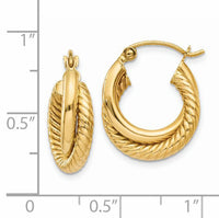 14k Polished Twisted Double Hoop Earrings-Z840