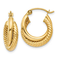 14k Polished Twisted Double Hoop Earrings-Z840
