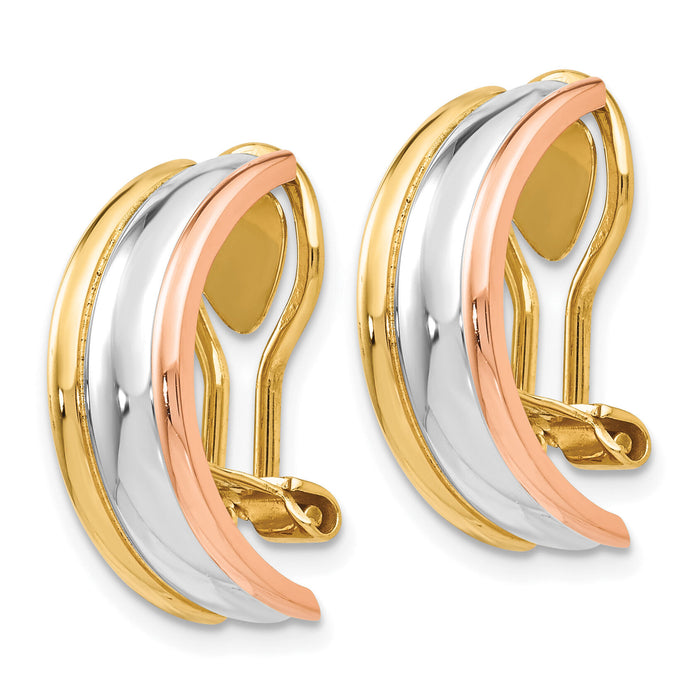 14k TRI COLOR NON-PIERCED EARRINGS-Z921