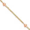 14k Two-tone Puff Heart 10in Anklet-ANK220Y/R-10