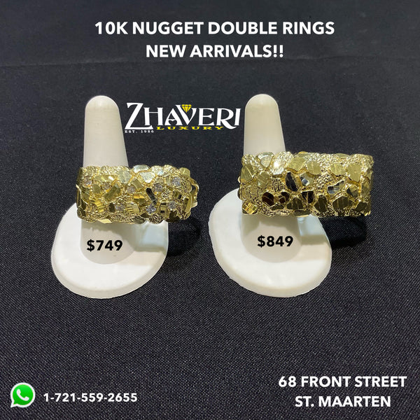 10K NUGGET DOUBLE RINGS NEW ARRIVALS