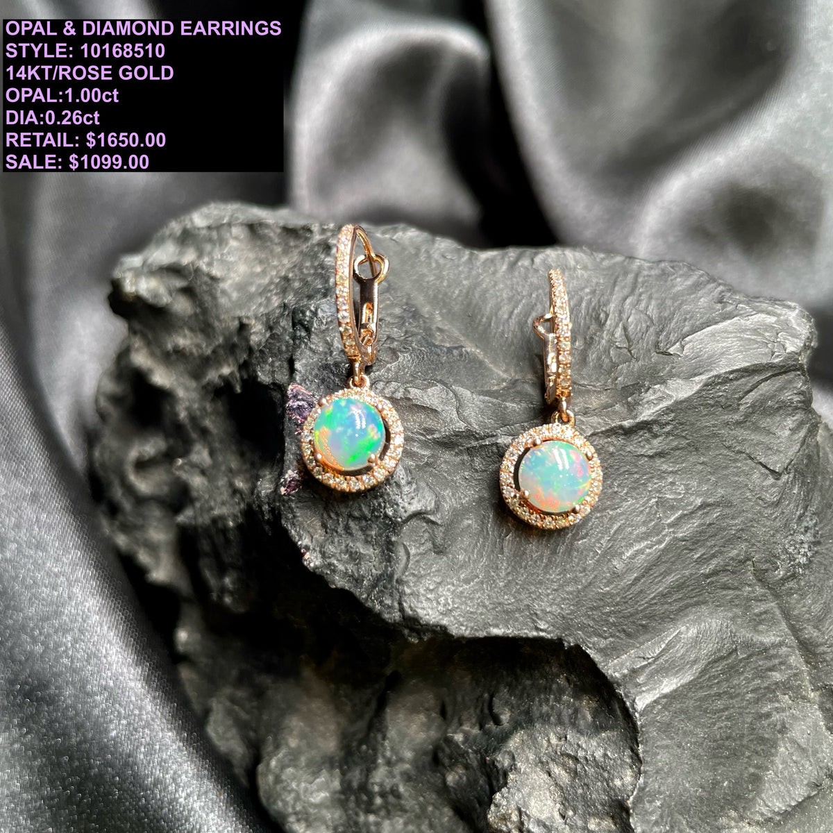 # 10168510 OPAL & DIAMOND EARRINGS