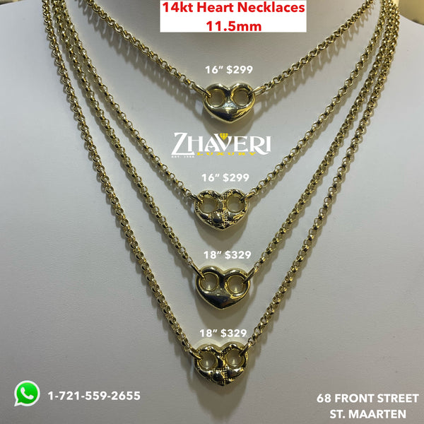 14KT GOLD HEART NECKLACES