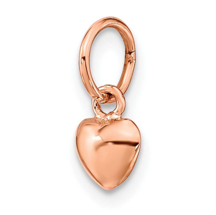 14K Rose Polished 3-D Puffed Heart Charm-K794