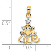 14k w/ Rhodium LOVE Christmas Tree Charm-K9364