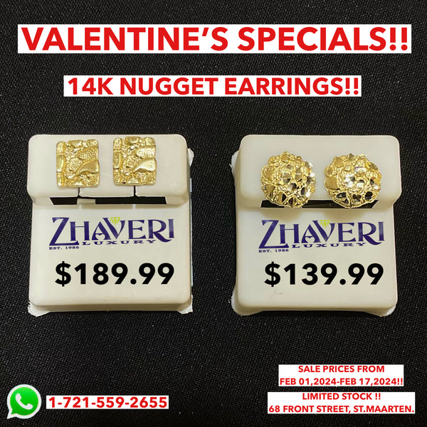 VALENTINE'S SPECIALS!! 14K NUGGET EARRINGS!!