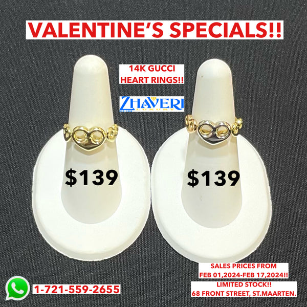 VALENTINE'S SPECIALS!! 14K GUCCI HEART RINGS!!