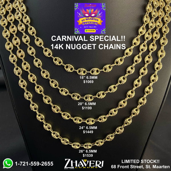 CARNIVAL SPECIALS!! 14K NUGGET CHAINS