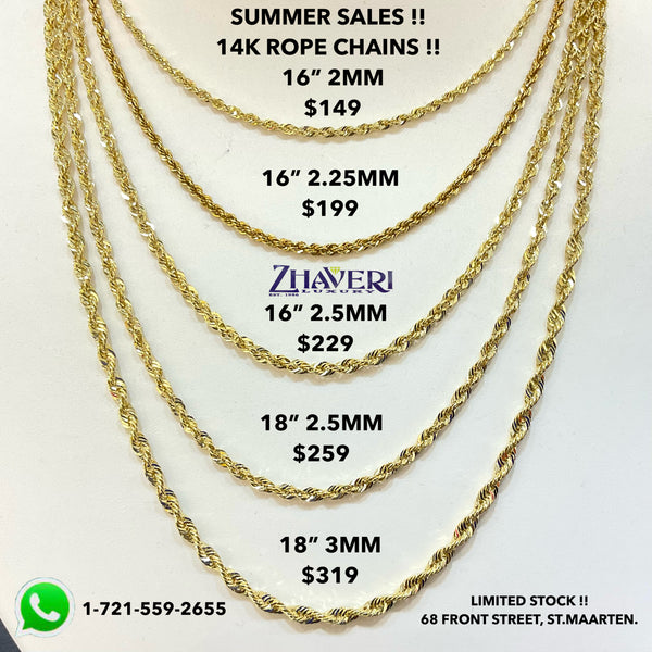 SUMMER SALES!! 14K ROPE CHAINS!!