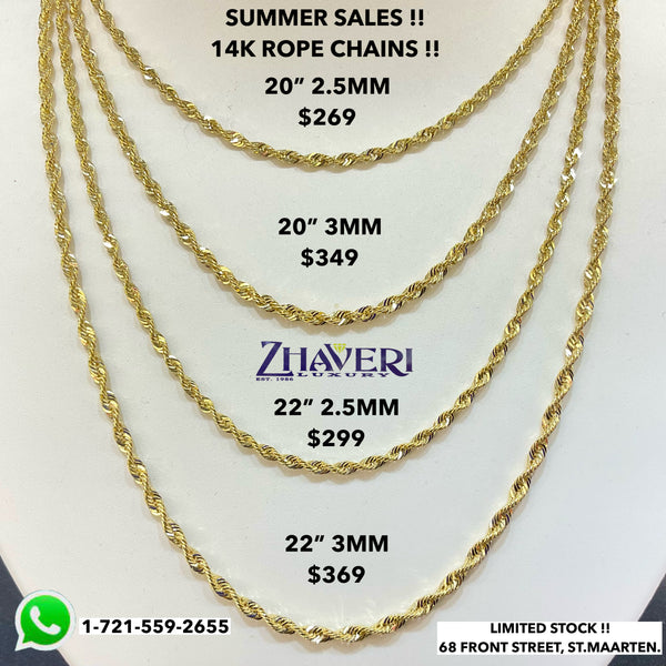 SUMMER SALES!! 14K ROPE GOLD CHAINS!!