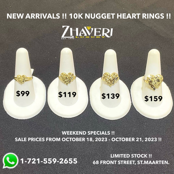 NEW ARRIVALS!! 10K NUGGET HEART RINGS !!