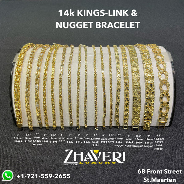 14K KINGS-LINK & NUGGET BRACELET