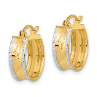 14k White Rhodium Polished Diamond-cut Hoops-TF1070