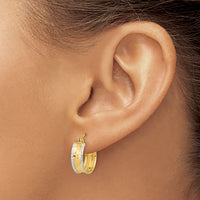 14k White Rhodium Polished Diamond-cut Hoops-TF1070