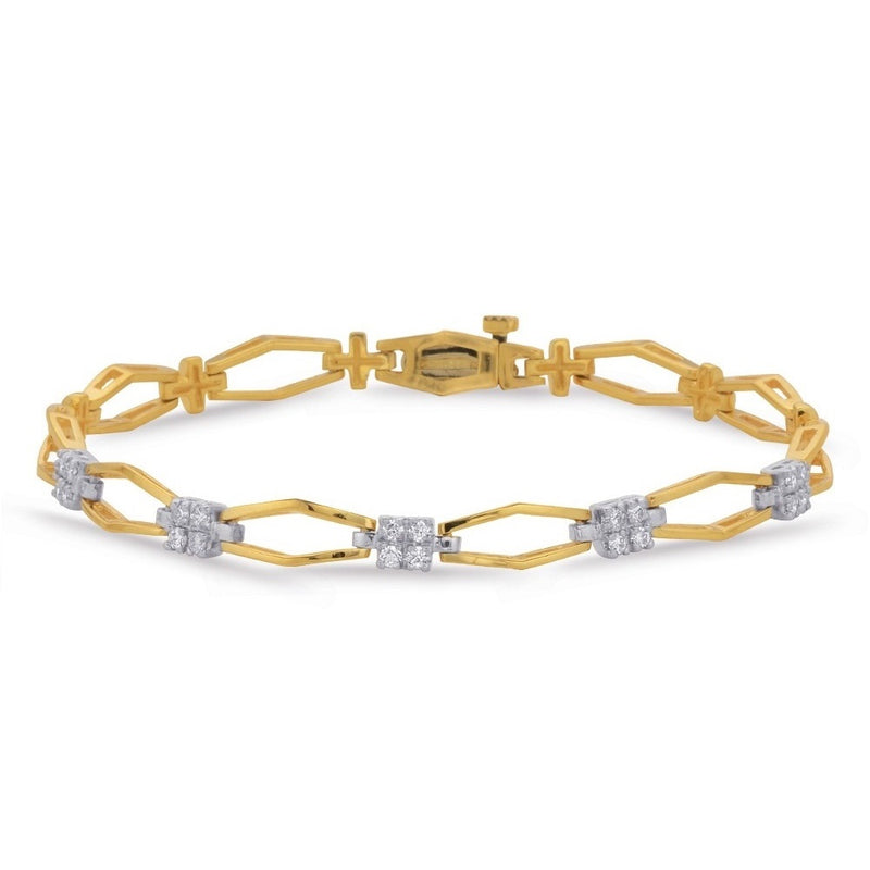 Yellow & White Gold Diamond Bracelet - B0044-1.75MYW