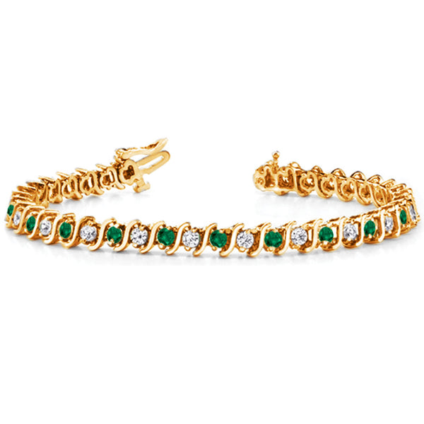 Yellow Gold Emerald & Diamond Bracelet - B4000-1EYG