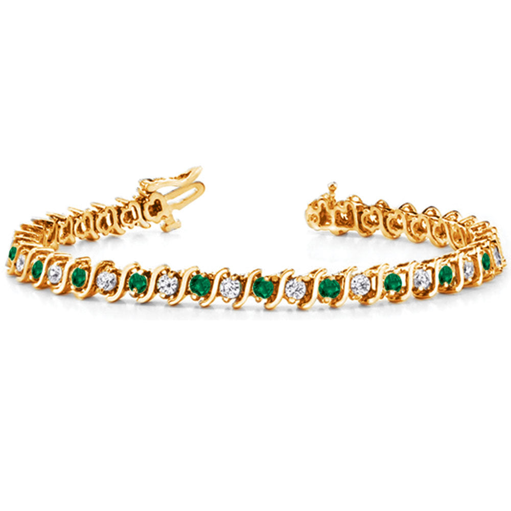 Yellow Gold Emerald & Diamond Bracelet - B4000-3EYG
