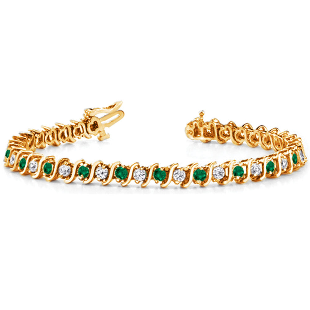 Yellow Gold Emerald & Diamond Bracelet - B4000-4EYG