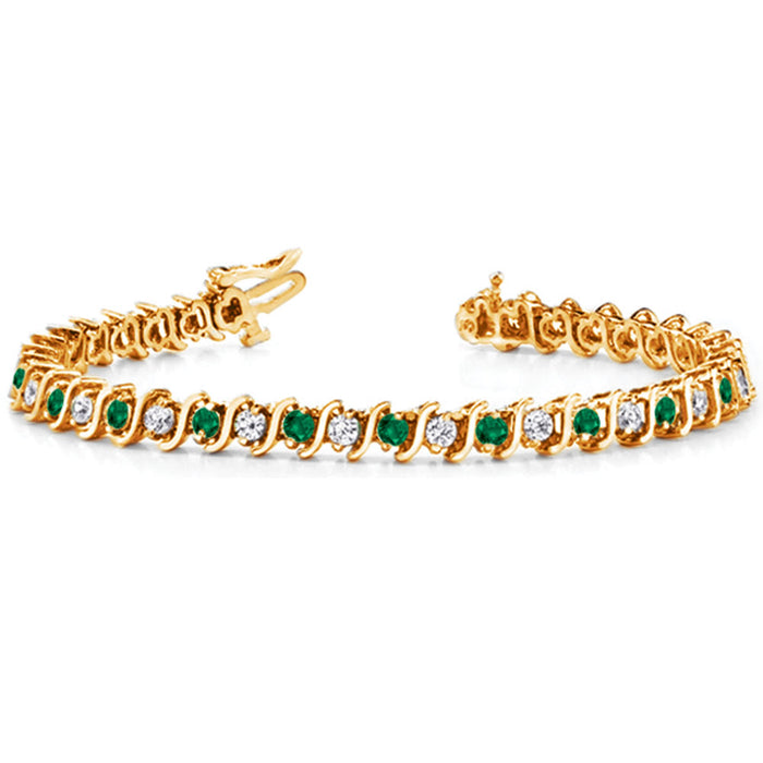 Yellow Gold Emerald & Diamond Bracelet - B4000-4EYG
