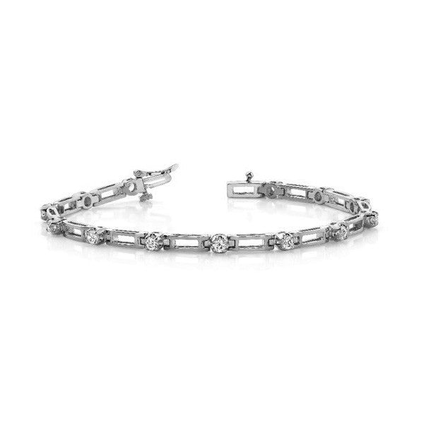 White Gold Diamond Bracelet  # B4053-3MMWG - Zhaveri Jewelers
