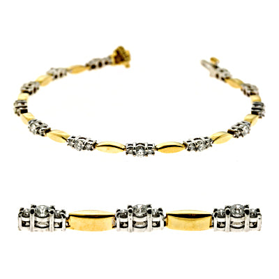 Yellow & White Gold Diamond Bracelet - B4057-2YW