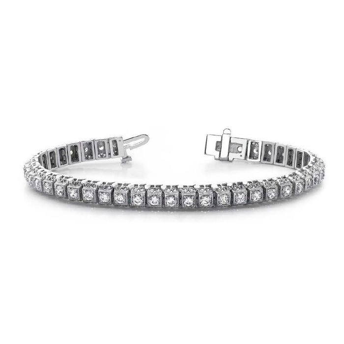 Diamond Bracelet Millgrain - B4061-8WG